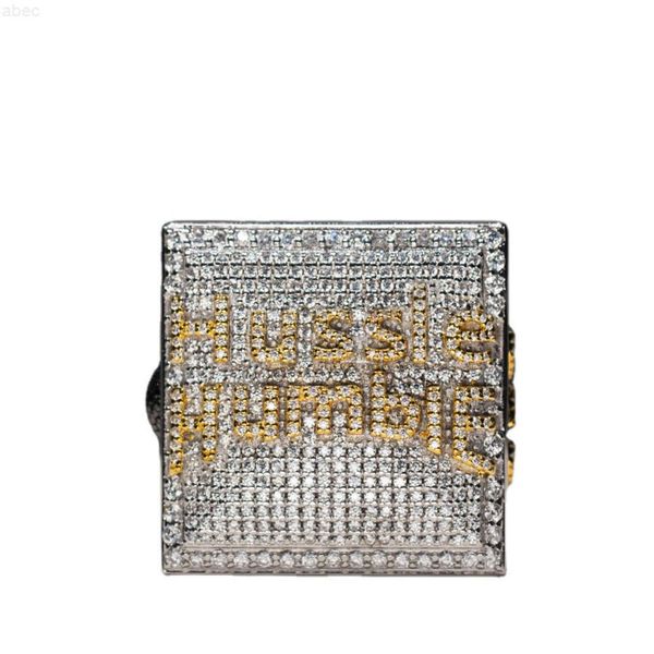 Хип -хоп модный Чемпионат Кольцо Кольцо Золото покрыто 925 серебряным серебряным серебряным кольцом