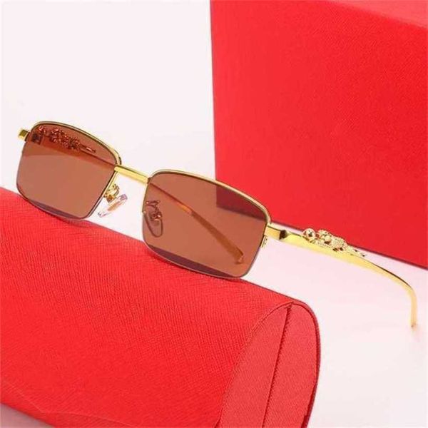 2024 Designers principais 10% de designer de luxo Novo óculos de sol masculinos e femininos 20% de desconto em estéreo Leopard Head Half Frame Trend Small Box Fashion Glasskajia