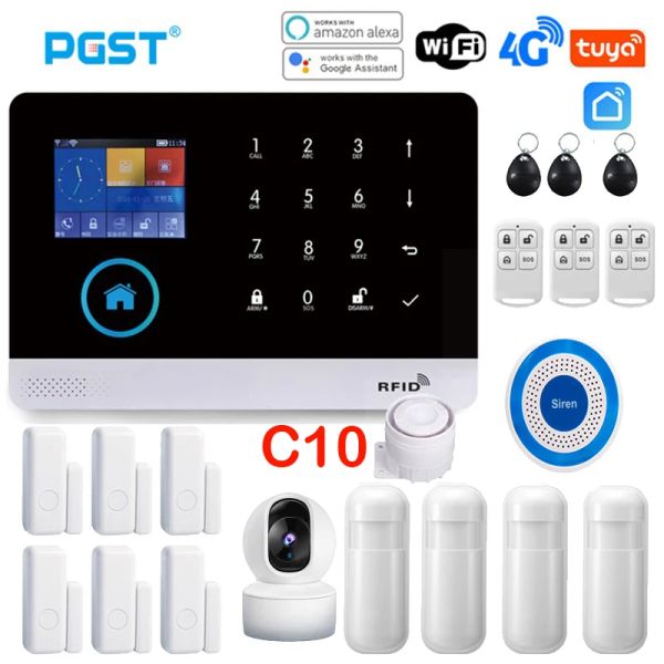 Kits PGST PG103 4G Alarmsystem Tuya Smart Home WiFi GSM Wireless Alarmsystem für Home Call/SMS Fernbedienung Zigbee Gautone