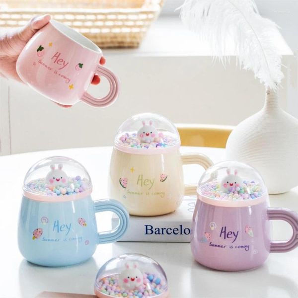 Tazze da cartone animato tazza da caffè adorabile ragazza carina ragazza in ceramica con coppia coperta per acqua potabile