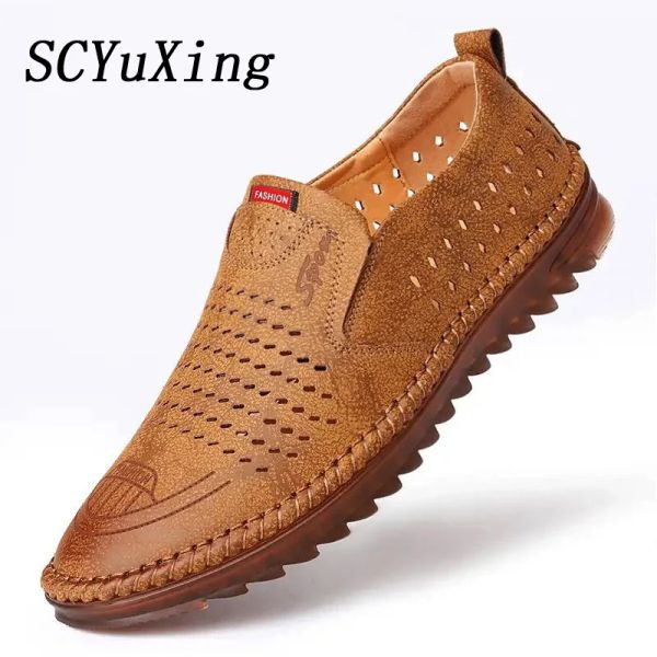 Stivali 2023 Scarpe in pelle in microfibra di uomini estivi 3844 antiscizzi Soft Tender Bottom Suota Man Casual Bussiness Youth Leather Fickers