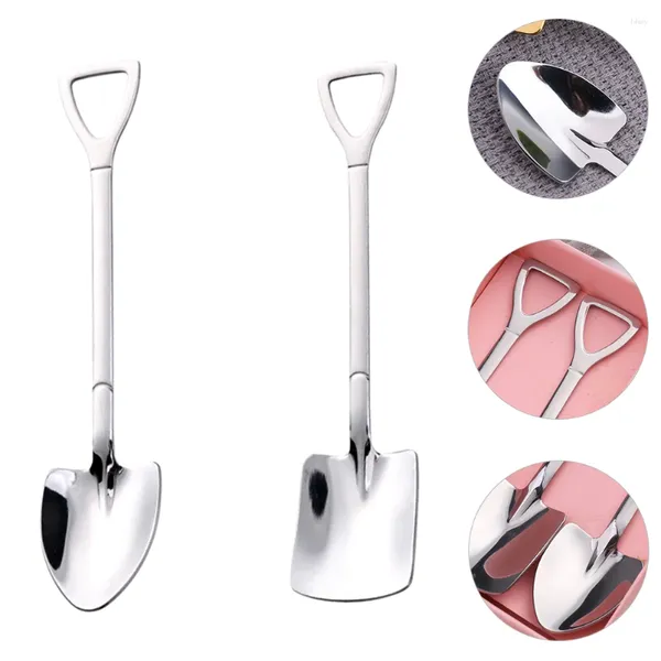 Kaffeeschaufel 2 Stcs/Set Spade Löffel Eis Scoop Edelstahl kreatives Dessert Metall Abendessen Wohnung Baby Exquisites Rühren