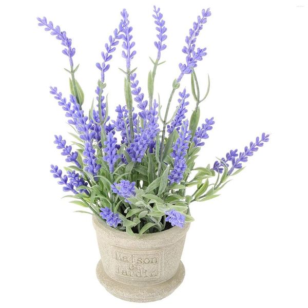 Flores decorativas de lavanda Office Essential Oils Plantas de seda para decoração de casa Artificial interno