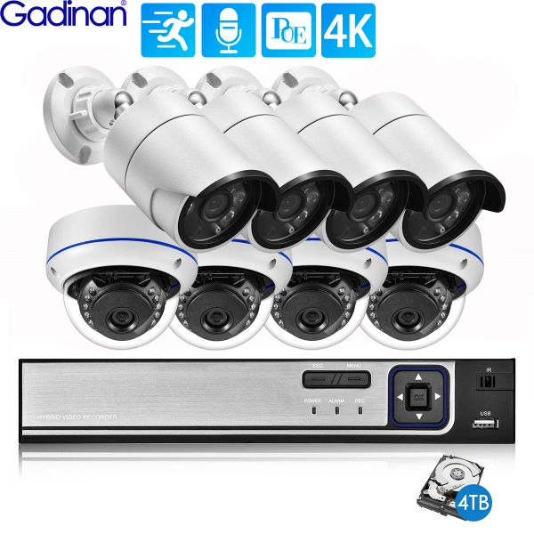 SISTEMA GADINAN 8MP ULTRA HD POE Network Video Surveillance Sistema 4K Security Telecas