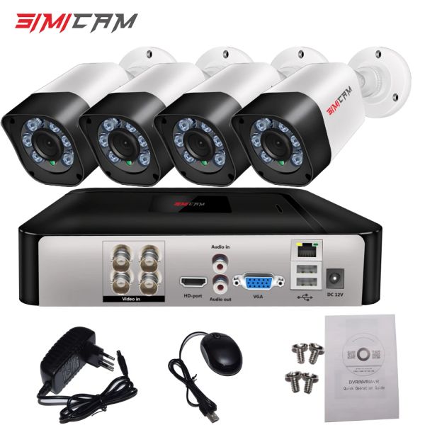 SISTEMA DI SICUREZZA Sistema Sistema H.264 Full 1080p/720Phome CCTV interno esterno Simicam DVR 4Channel e avviso di movimento per la visione notturna da 2 MP