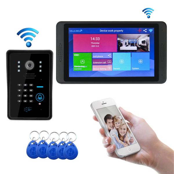 Intercom SYSD 7inch Monitor WiFi Video Intercom IP -Kamera Videotür mit Gesichtserkennung RFID Unlock Smart Doorklingel