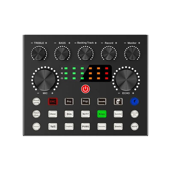 Equipamento Mixer de áudio externo V8S CARTO DE SOM LIVENDO TOPELO CELIMENTO DO TOPELO DE VOLTOR Karaokê para gravação de transmissão Home KTV Game Music Singing