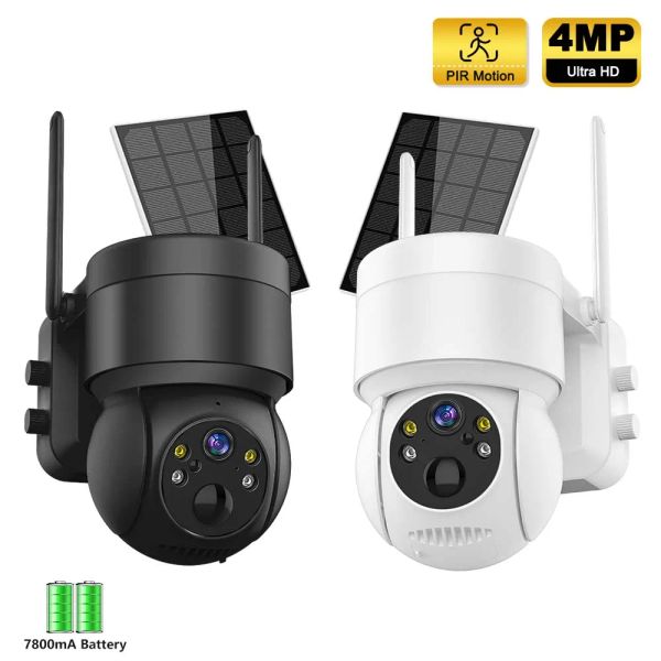 Камеры Солнечная камера Wi -Fi Outdoor 4MP Video Surveillance Беспроводная IP -камера с 7800 мАч Рега