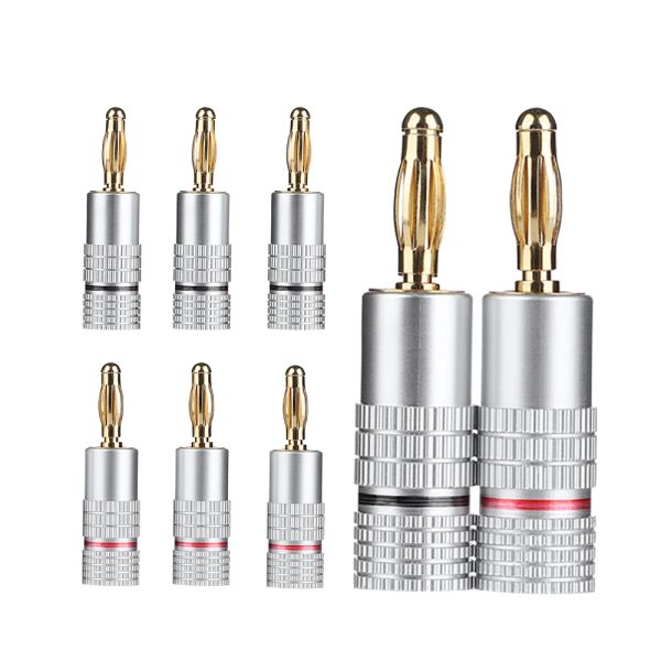 Amplificador Aiyima Banana Plugs8 PCs 24K Goldplated Copper 4mm Lantern Head Conectores para amplificador, alto -falantes, receptor