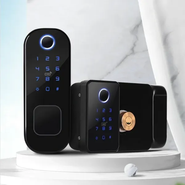 Bloquear a prova d'água à prova d'água do teclado de impressão digital TTLOCK TTLOCK SMART Lock Touch Touch Tela de toque de alta segurança Vidro de vidro de madeira trava de porta de metal