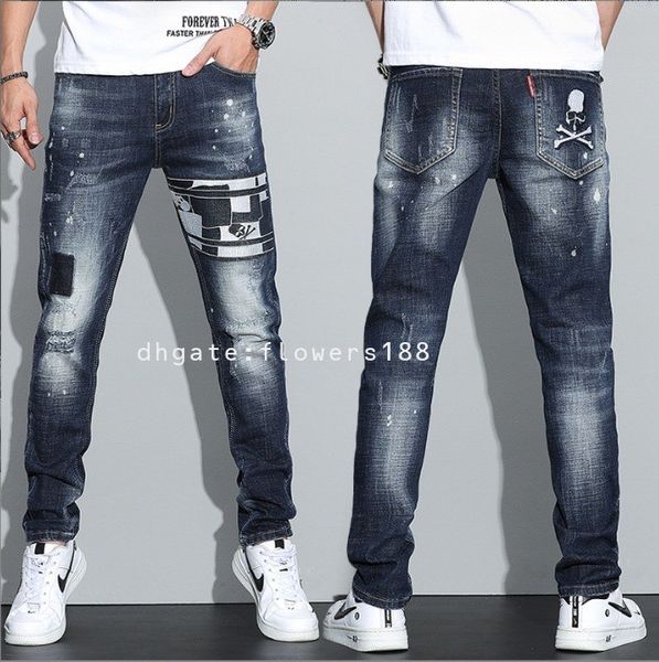 Мужские джинсы модные джинсы мужские стройные брюки карандаша.
