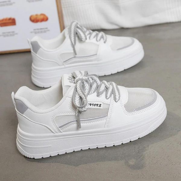 Scarpe casual Simple Summer's White White Flat Contrast Lady Board per pendolari traspirante 2024 Spring Autumn Girl Student Calzature