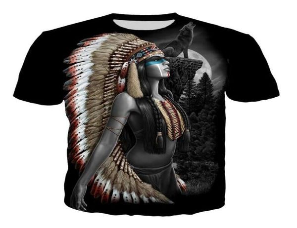 Maglietta estiva Animal Lupo e indiani Men039s a manica corta Fan tifosi fan 3D Stampare magliette da uomo da donna Coppia Tshirt S5X8746622