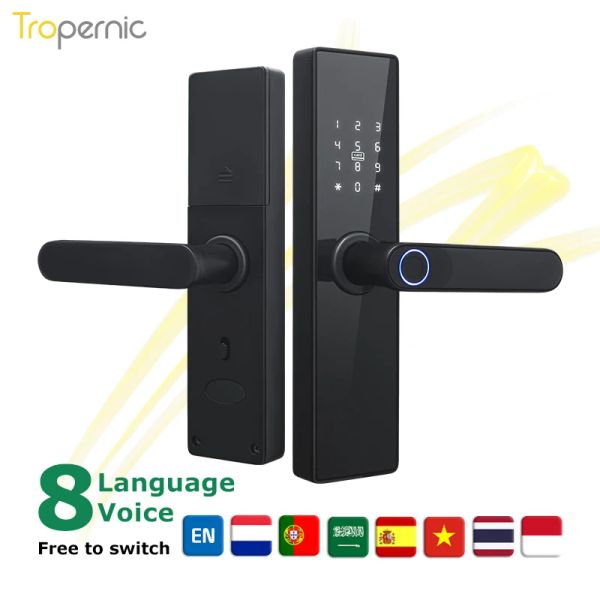 Lock WiFi Electronic Door Lock Tuya App Smart Fingerabdruckkennwort IC -Karten Keyless Remote entsperren Verwenden Sie AA Battery Support 8 Sprachen