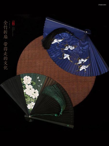 Dekorative Figuren Xiangyun Ruihe chinesischer Stil Klassischer Full Bambus Fan Japanisch Hanfu Archaisch Falten -Damen Retro Hollow Out