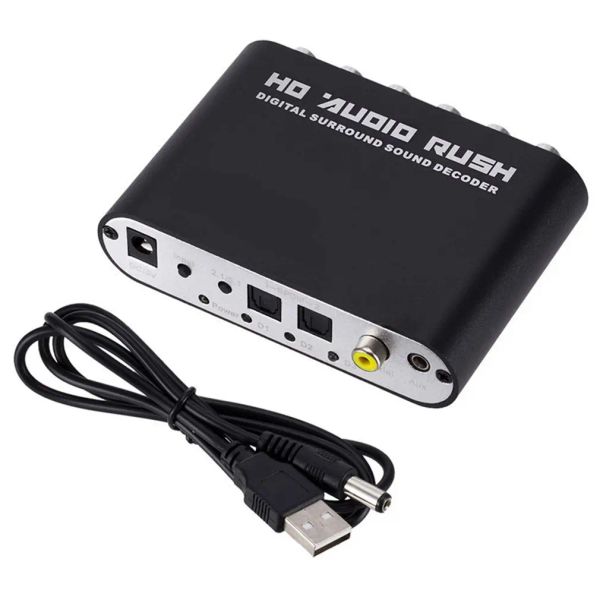 Converter Digital 5.1 Audio Decoder Dolby DTS/AC3 Оптический в 5,1 -канальный Analog Converter Sound Adio Adio Adio Adio Adio Adapter усилитель для телевизора