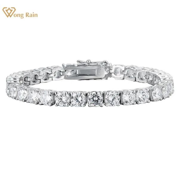 Bangles Wong Rain 100% 925 Стерлинговое серебро 5 мм создано Moissanite Gemstone Tennis Bracelet Bracle