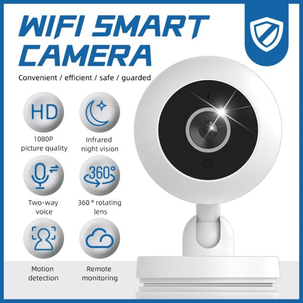 Câmera de câmeras Mini Câmera Full HD 1080p Wi -Fi Câmera externa de vigilância sem fio interna Câmera IP 2MP Monitor de segurança de rastreamento automático