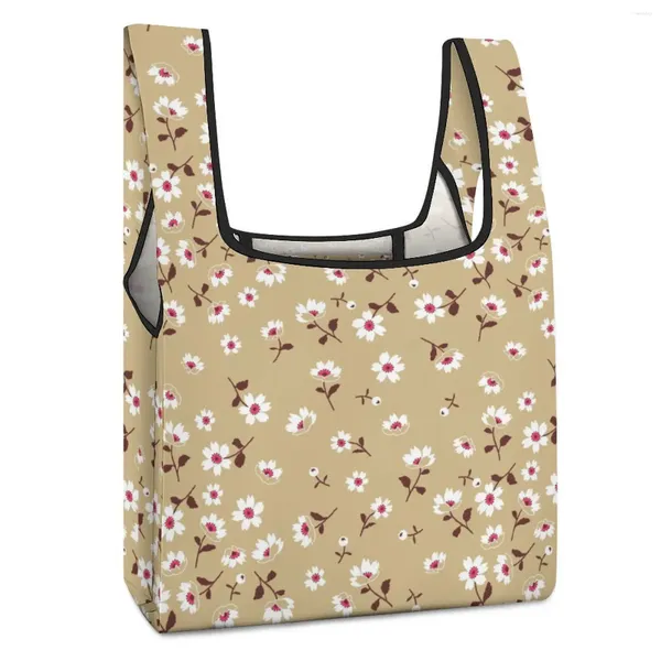 Alışveriş çantaları özel desen küçük alışveriş çantaları tam baskılı büyük çanta seyahat taşınabilir yeniden kullanılabilir katlanır tote tek beden