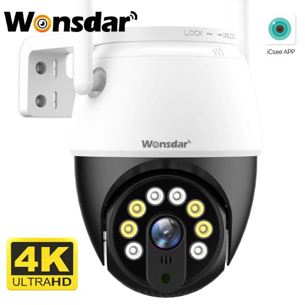 Kameras WiFi IP -Kamera 4K 8MP Wireless Outdoor PTZ Camera 4MP HD Atuto Tracking Security CCTV -Kamera 1080p P2P Videoüberwachung ICSEE ICSEE