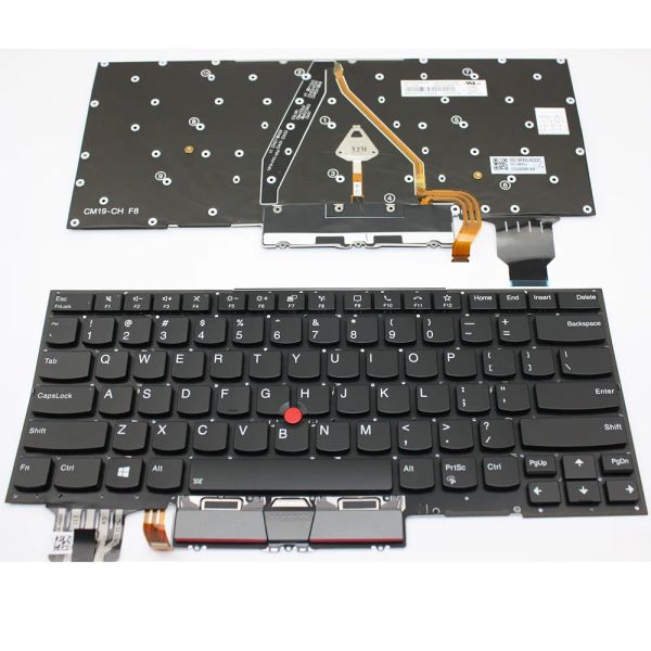 Lenovo ThinkPad X1 Carbon 2019 için arkadan aydınlatmalı kartlar klavyesi 7. ABD Siyah