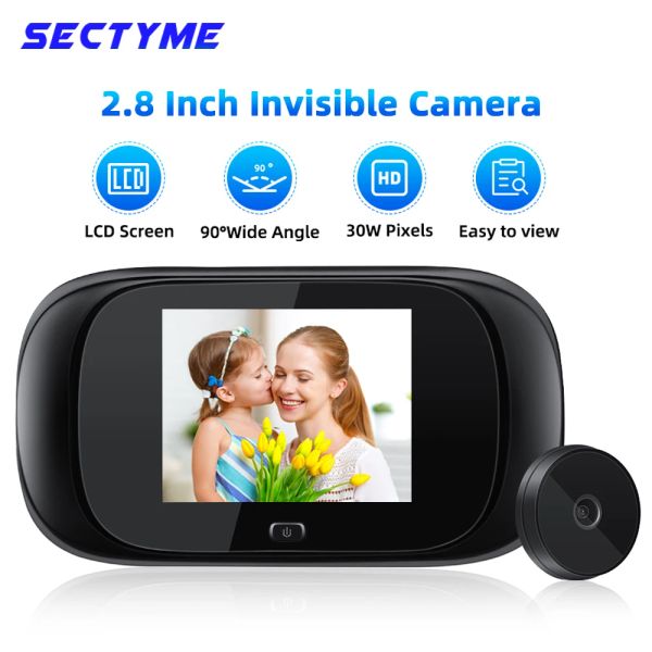 Дверные звонки Sectyme 2.8 -дюймовый ЖК -дисплей Digital Door Doorled Peephol Viewer 90 °