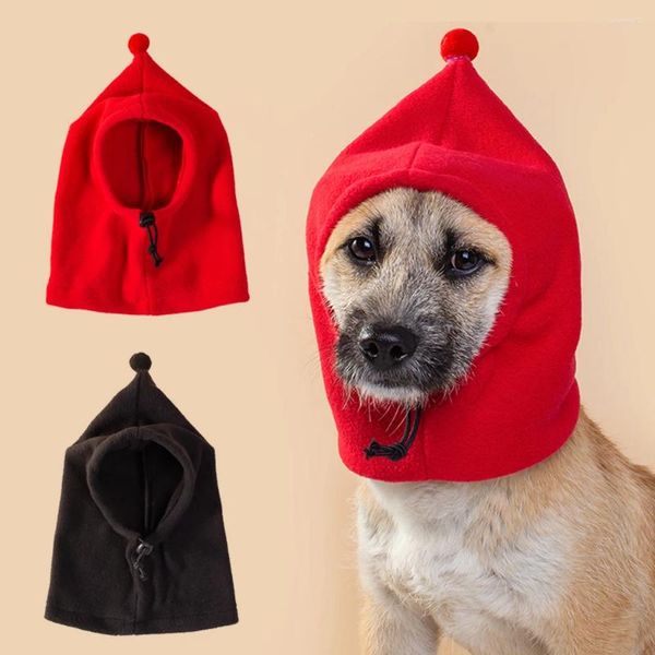 Hundebekleidung warmer Hut reine Farbe Haustierkappe kleine Haarball -Kordelzug Winter lässig Leopardenmuster Kopfbedeckung