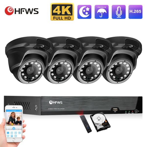 Sistema 8MP Poe Security Camera System Video Recorder Surveillance Camera Kit 8CH NVR CCTV Outdoor para casa