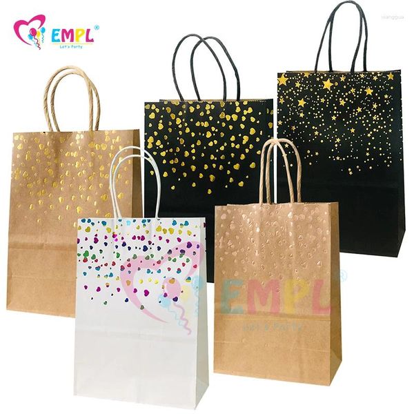 Wrap regalo 12pcs Bronzing Love Kraft Paper Borse con book Candy Bag del matrimonio favore di Natale compleanno per bambini di Natale