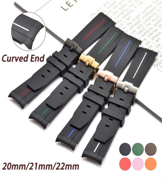 20 mm 21 mm 2 mm di orologio curvo per acqua per acqua GMT GMT in gomma silicone Sport Sports Warsband Warsband Universal Belt 2206241147580