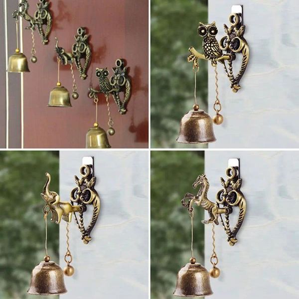 Figurine decorative Shopkeeper Vintage Metal Bell Door Good Luck Knocker Windchime Wall Orning Ornament for Room Garden Store Front