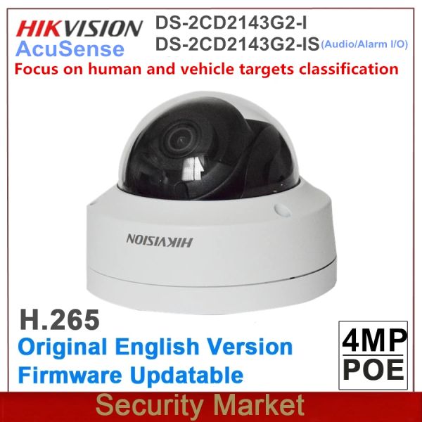 Intercomunicultura de vigilância Hikvision original DS2CD2143G2I e DS2CD2143G2IS ACUSENSEnse IP Camera Poe 4MP Dome ir CCTV H265