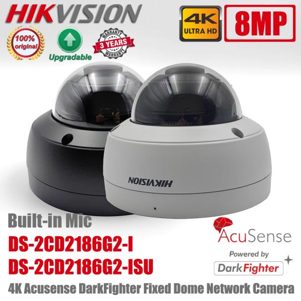 Kameras Original Hikvision DS2CD2186G2ISU DS2CD2186G2I 8MP 4K POE IR IP67 IK10 Darkfighter Acusense Dome CCTV -Kamera Gebautes Mikrofon