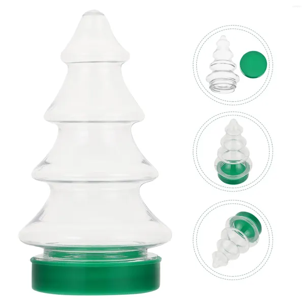 Vasos 3 PCs Vidro Gabinete de armazenamento de alimentos Candy Bottle Tree Design Festival Bottles Decorations Gift Christmas Natal