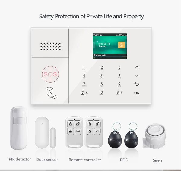 Kits PG108 Sistema de alarme para segurança de ladrões de casas 433MHz WiFi GSM Alarm Wireless Tuya Smart House App Control