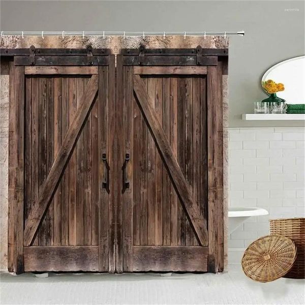 Tende per doccia tende per decorazioni per porte del fienile rustico per bagno in campagna occidentale tema vintage per la fattoria rurale set da bagno