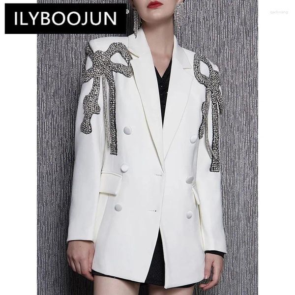 Abiti da donna ilyboojun patchwork diamanti blazer per donne intaccata a maniche lunghe temperamento blazer blazer fila abiti di moda femminile