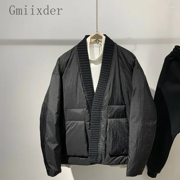 Giacche da uomo giapponese alla moda giapponese Parkas Trendy Youth Knittoned a V Nine di alta qualità Oversize Wide Coat RETRO addensato giacca imbottita urbana