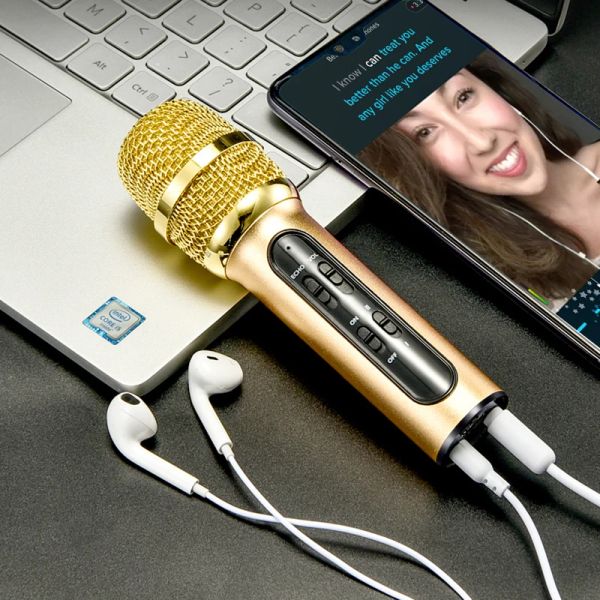 Microfoni Portable Professional Karaoke Condenser Microfono cantare microfone in diretta per computer cellulare con scheda audio eco