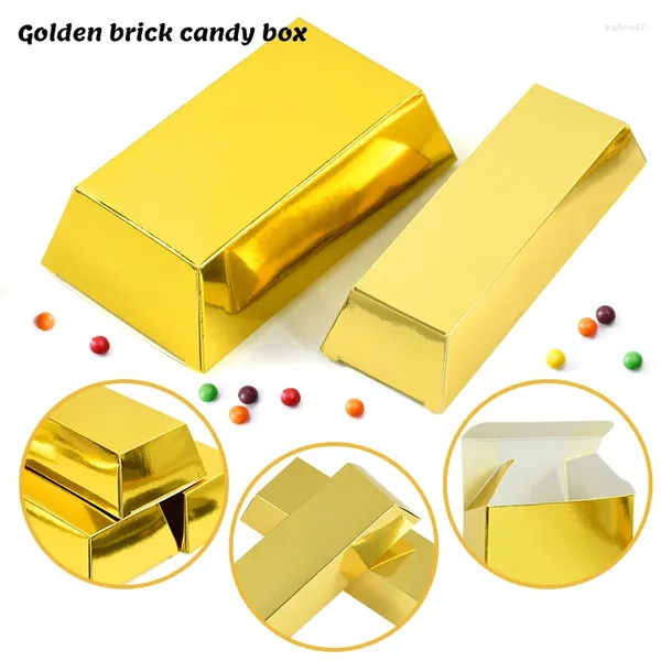 Embrulho de presente 10pcs Gold Bar Candy Paper Box Kids Pirate Birthday Birthday Party Chocolate embalagem para decoração de casamento chá de bebê