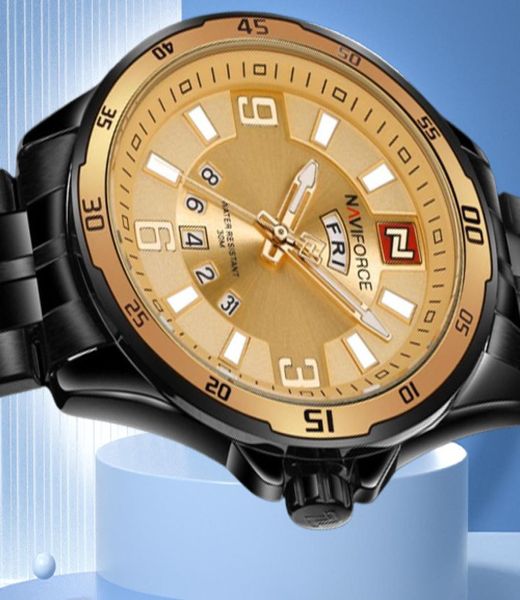 Homens quartzo assiste a Naviforce Top Brand Sport Watch Men Full Aço Inoxidável Calendário Relógio de Calendário Relógio Masculino8503401