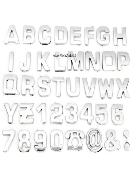 1pcs 3D DIY Chrome ABS ABS Alphate Number Symbol Symbol Car Decal Stickers Universal для Honda/VW // skoda/ford/peugeot1754317