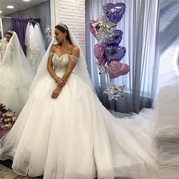 Abiti da spalla Abito da spalla Abiti da sposa Crystal Crystal Biaded Lace su misura da sposa da sposa formale da sposa da sposa da sposa