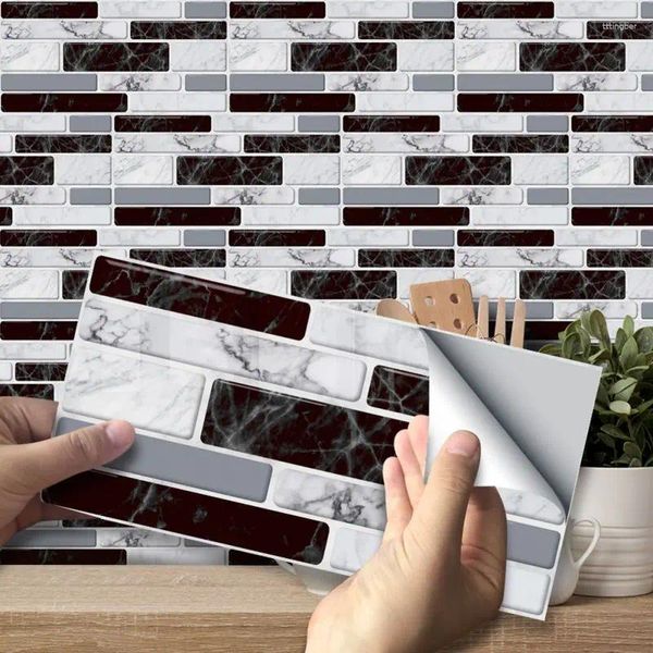 Adesivi a parete 9/27pcs Tile Splashbacks Autodesivo adatto per l'adesivo per controsoffitto per bagno in cucina