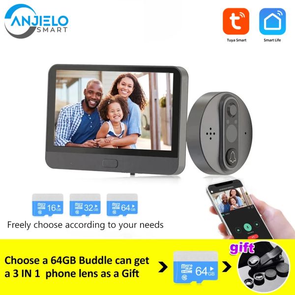 GUASH TUYA WiFi Smart Video Smart Ghlish da 4,3 pollici Schermo LCD Porta PEEPEPHOLE Video PIR MOVIMENTO Video Intercom per appartamento