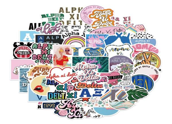 50pcslot University Alpha Xi Delta adesivos para laptop Phone Skateboard Bike Notebook Cartoon Diy Decal Childrens Sticker Kids To2178750