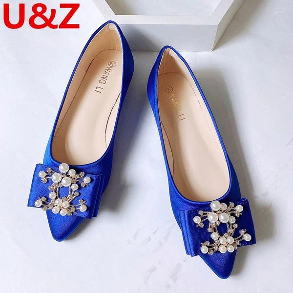 Sapatos casuais de seda cetim de casamento de casamentos mais grandes mulheres elegantes azul escuro/azuis reais mocas sizer31-44 US11