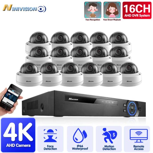 Система 16CH 4K DETECTICE DETACTION DVR SECURIPLE SYSTEM SYSTEM 8MP AHD CAMARD IR Outdoor Waterpaint Video Supilance DVR Set P2P