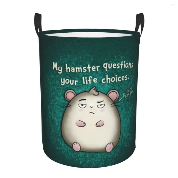 Bolsas de lavanderia meu hamster questiona sua vida cestar roupas grandes cestas de armazenamento de armazenamento de animais de estimação Bin Bin Organizador para crianças