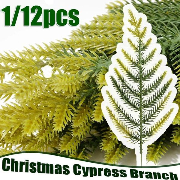 Fiori decorativi rami di cipresso verde artificiale foglie di ago di pino decorazione albero di Natale ghirlanda home home anno regali box